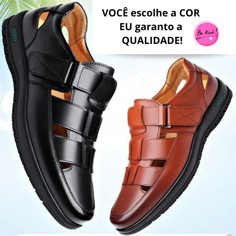 Sapato Masculino de Couro Confortável e Flexível