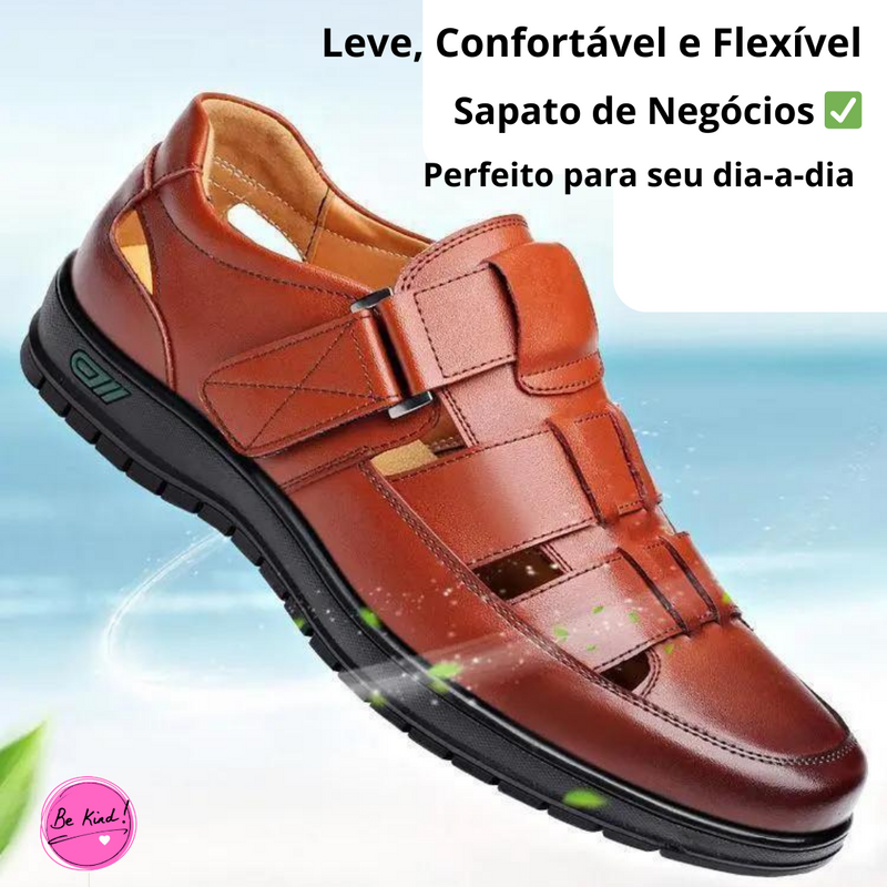 Sapato Masculino de Couro Confortável e Flexível